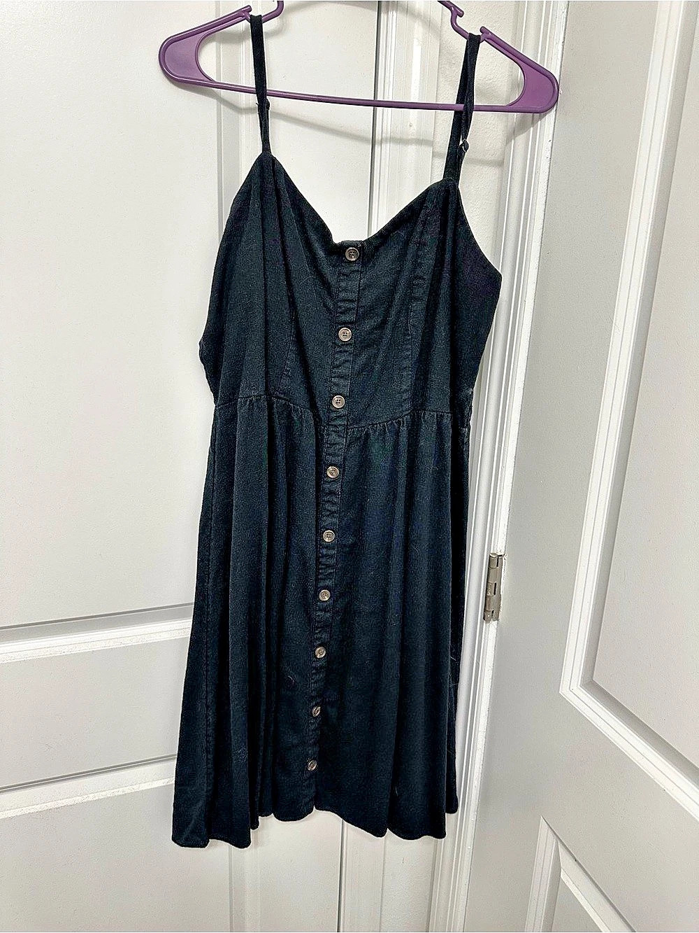 Old Navy Button-Front Cami Mini Dress Black Tall Like New